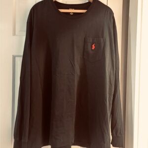 Ralph Lauren Black Long Sleeve Shirt with Red Logo